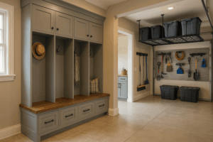 alternate garage and mudroom storage design