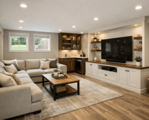 Basement remodel ideas with family room